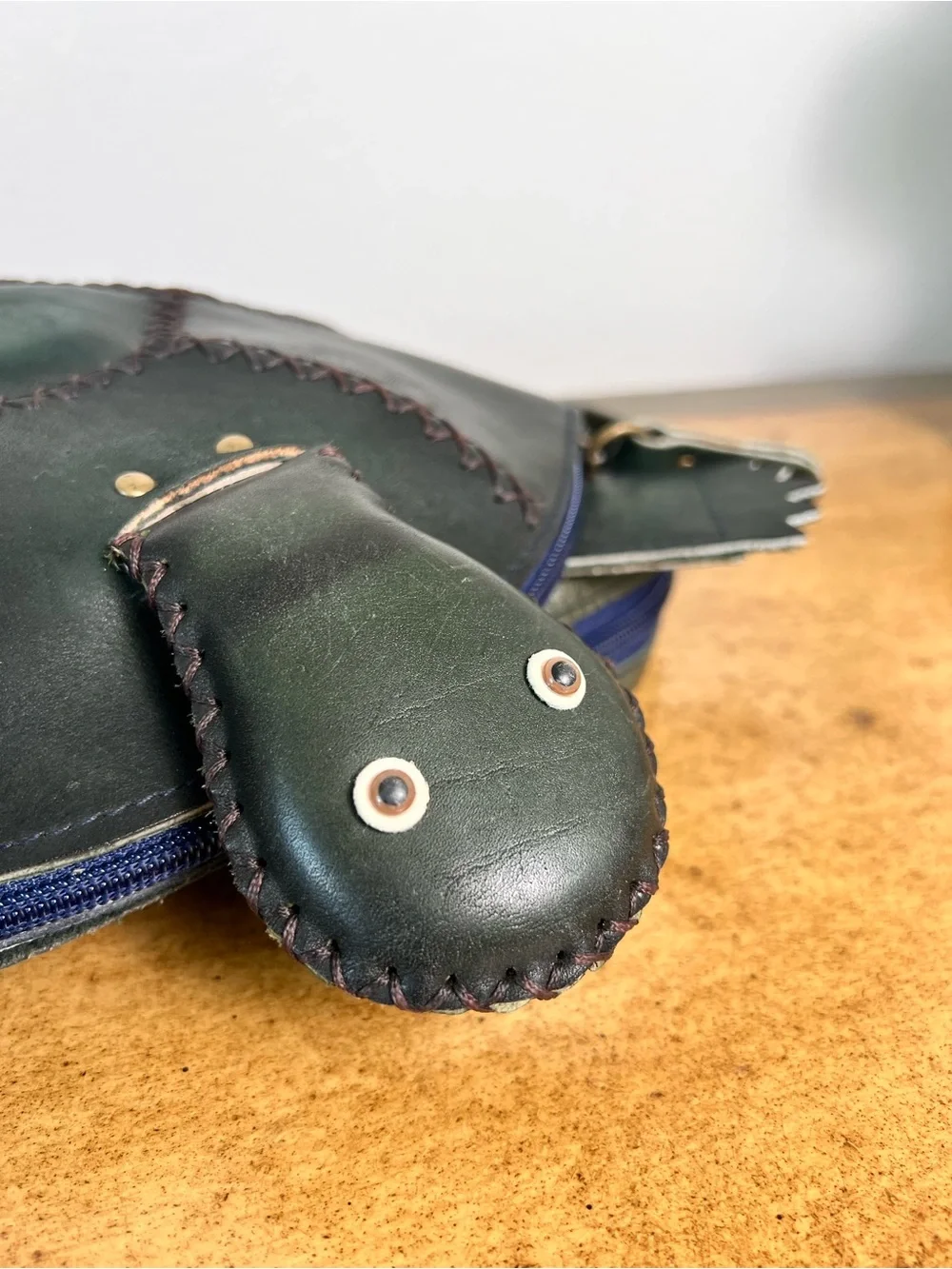 Handmade‎ Green Turtle Leather Backpack Shoulder Bag OOAK Artisan Purse Unique